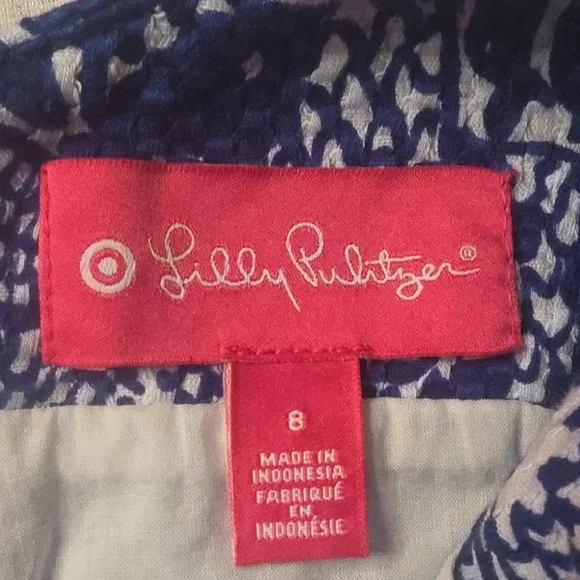 Lilly Pulitzer Blue Floral Mini Dress with White Lace Stripe - Picture 2 of 16